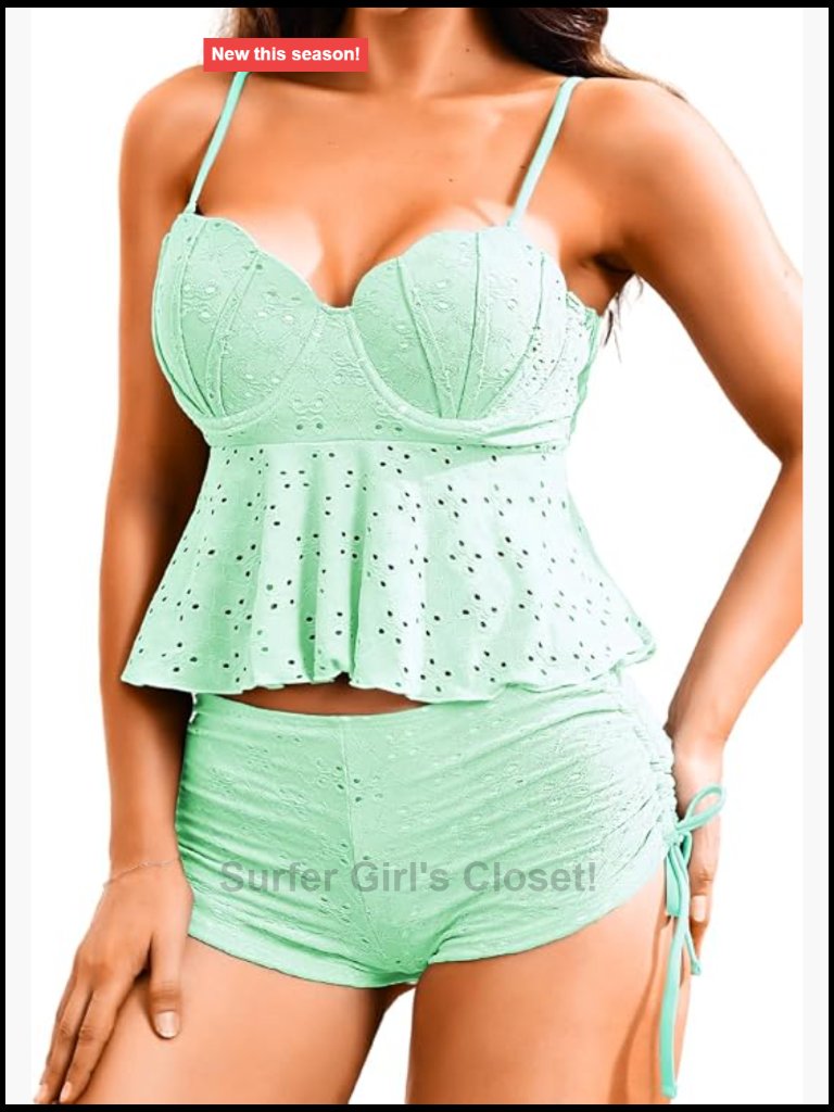 2 Piece Underwire Bikini Set With Boyshort Bottom High Waisted